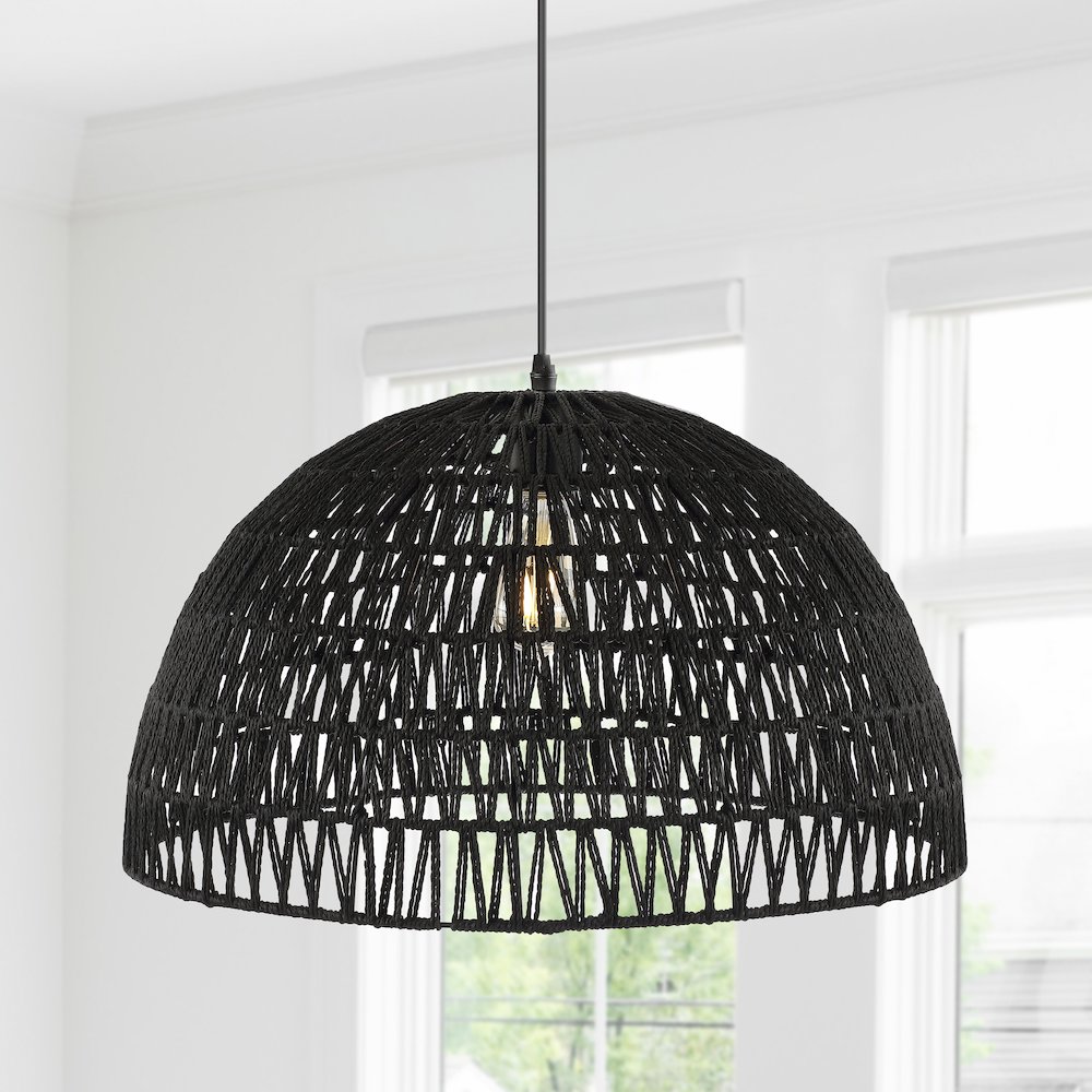 Campana Bohemian Modern Woven Rattaniron Led Pendant. Picture 9