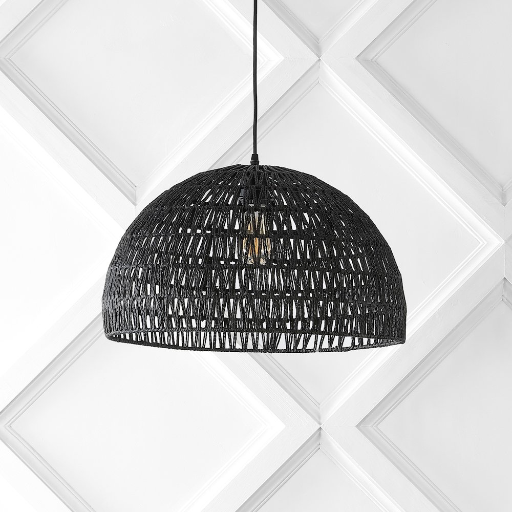 Campana Bohemian Modern Woven Rattaniron Led Pendant. Picture 6