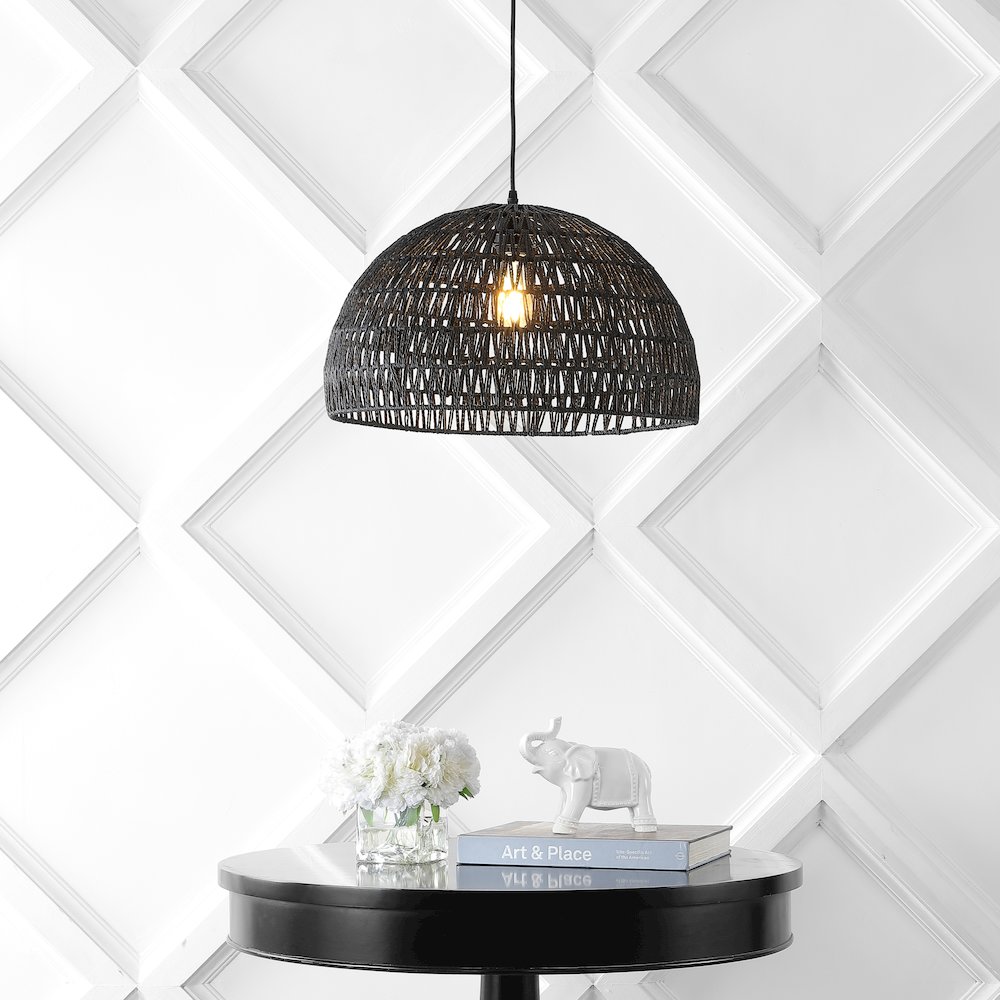 Campana Bohemian Modern Woven Rattaniron Led Pendant. Picture 4