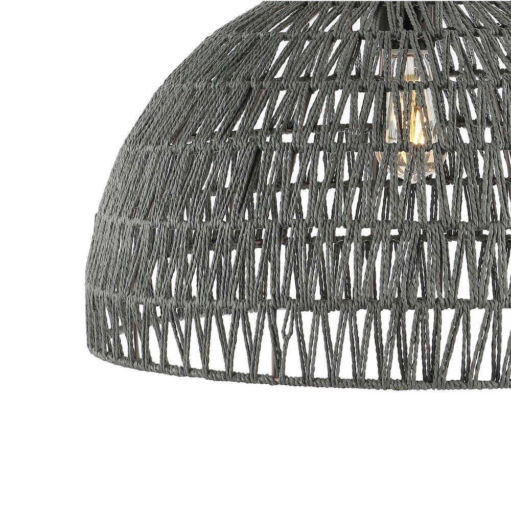 Campana Bohemian Modern Woven Rattaniron Led Pendant. Picture 2
