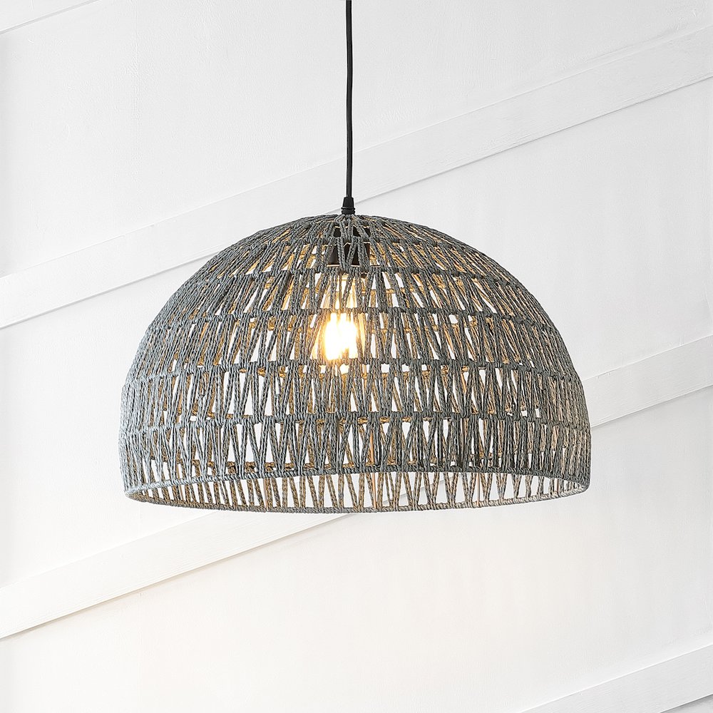 Campana Bohemian Modern Woven Rattaniron Led Pendant. Picture 8
