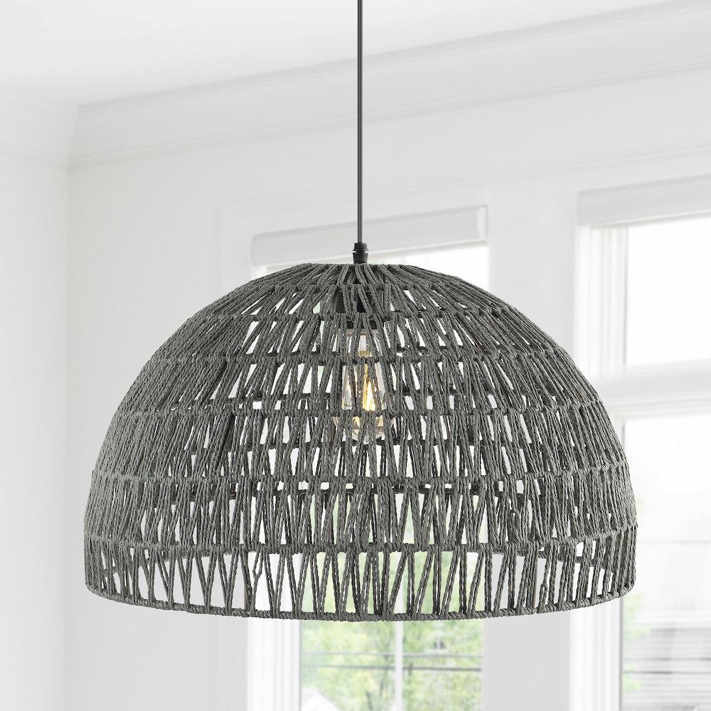 Campana Bohemian Modern Woven Rattaniron Led Pendant. Picture 9