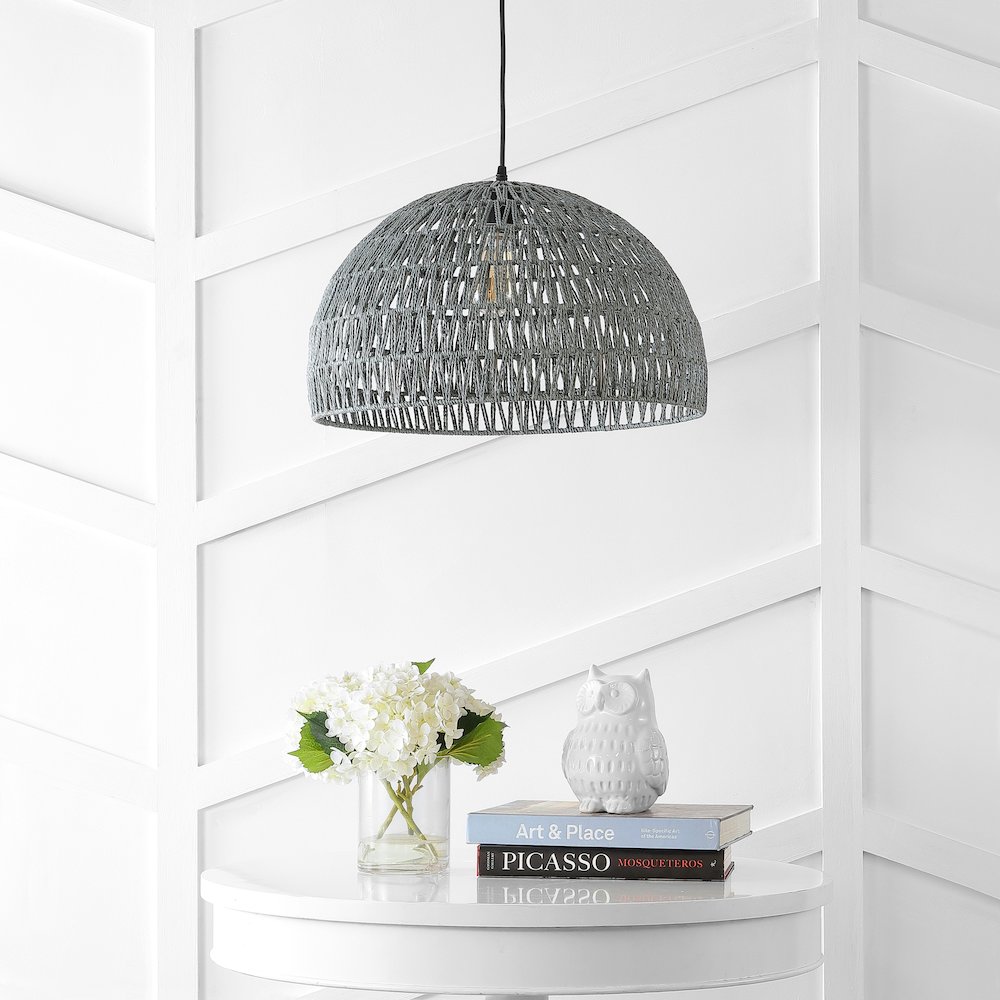 Campana Bohemian Modern Woven Rattaniron Led Pendant. Picture 5