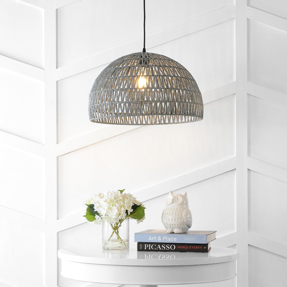 Campana Bohemian Modern Woven Rattaniron Led Pendant. Picture 4