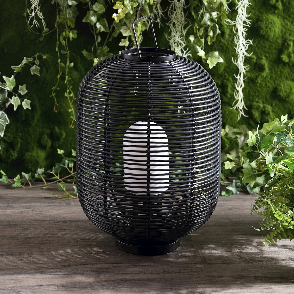 Kandella Outdoor Woven Oval Asian Led Lantern. Picture 6