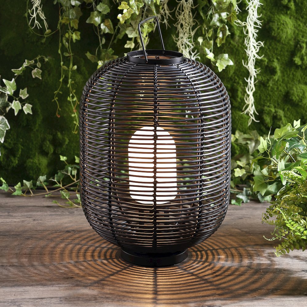Kandella Outdoor Woven Oval Asian Led Lantern. Picture 5