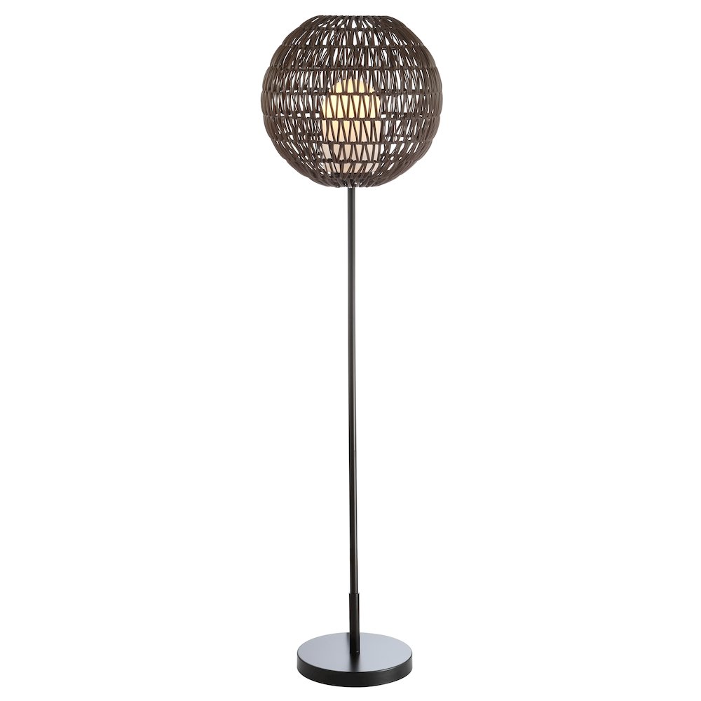 Bea Outdoor Woven Globe Led Floor Lamp. Picture 1