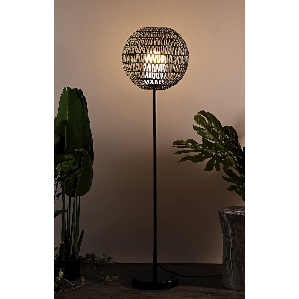Bea Outdoor Woven Globe Led Floor Lamp. Picture 8