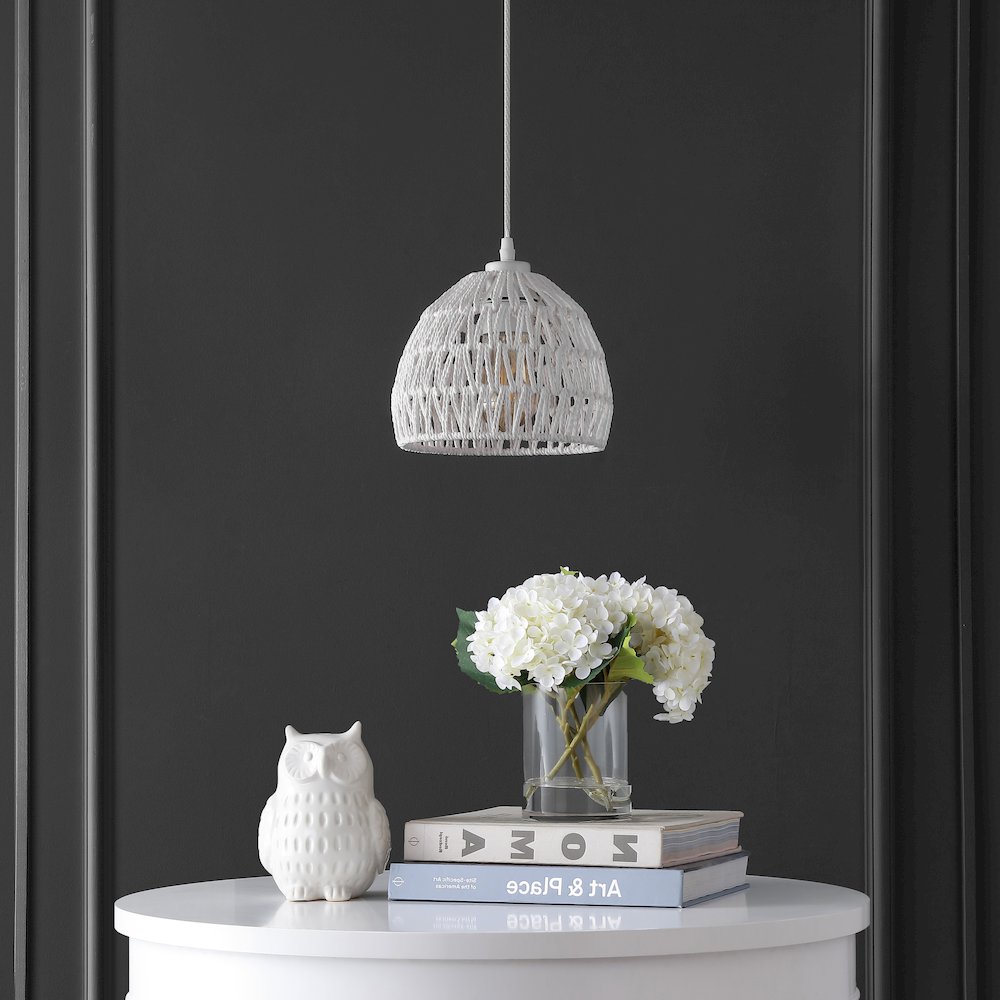 Campana 1-Light Bohemian Modern Woven Rope/Iron Led Pendant. Picture 1