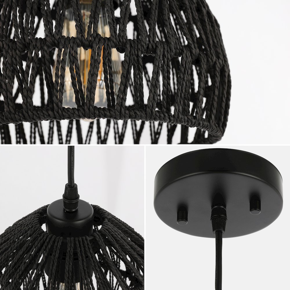 Campana 1-Light Bohemian Modern Woven Rope/Iron Led Pendant. Picture 4