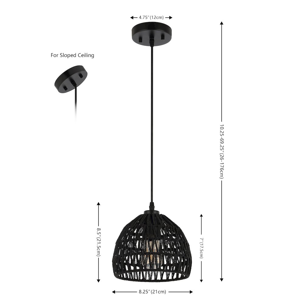 Campana 1-Light Bohemian Modern Woven Rope/Iron Led Pendant. Picture 3