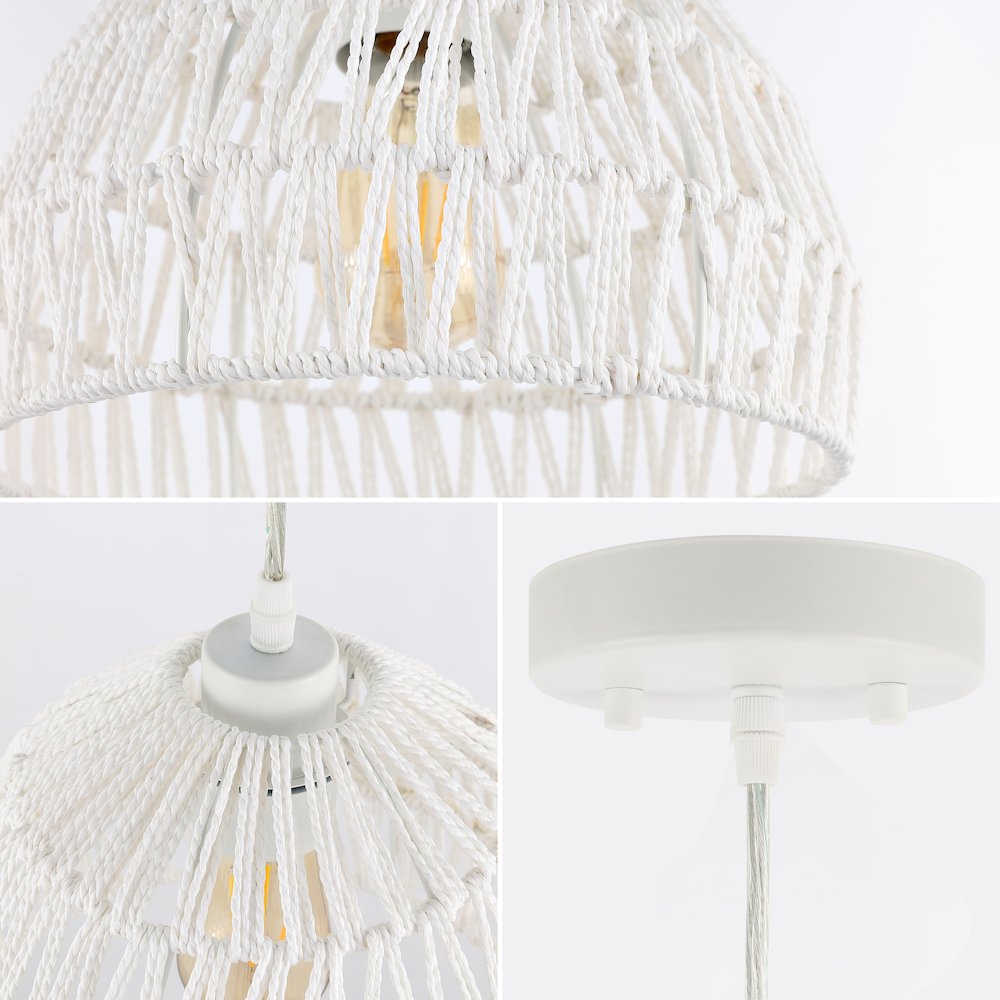 Campana 1-Light Bohemian Modern Woven Rope/Iron Led Pendant. Picture 4