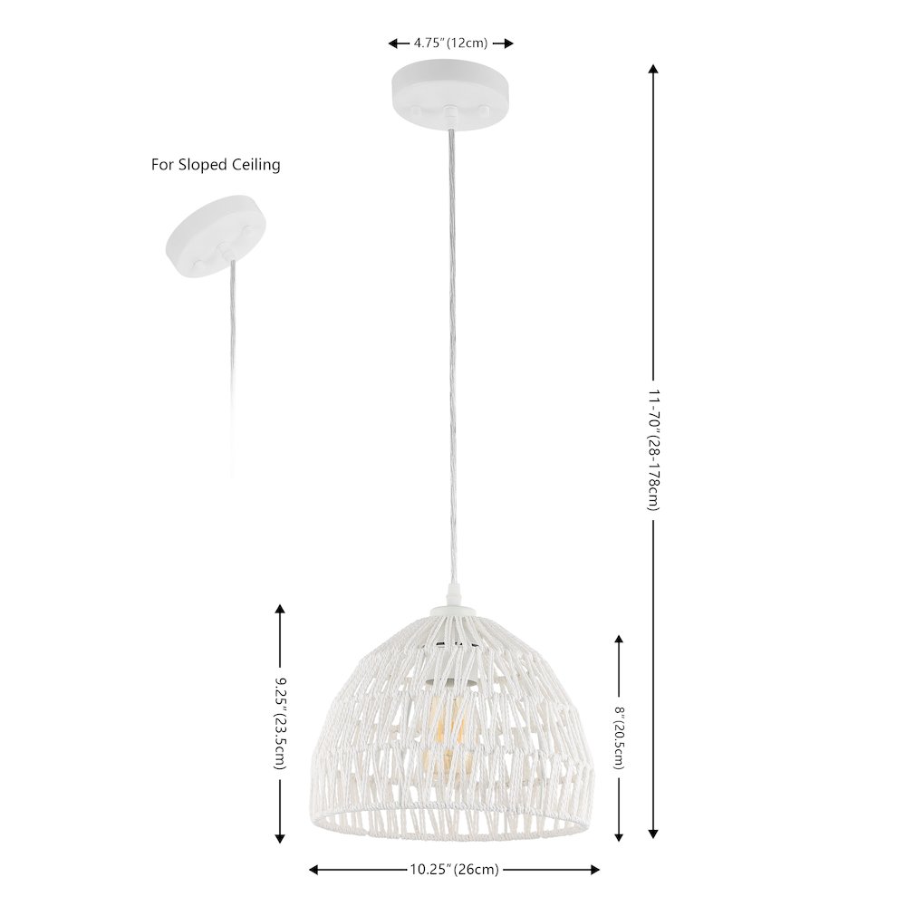 Campana 1-Light Bohemian Modern Woven Rope/Iron Led Pendant. Picture 3