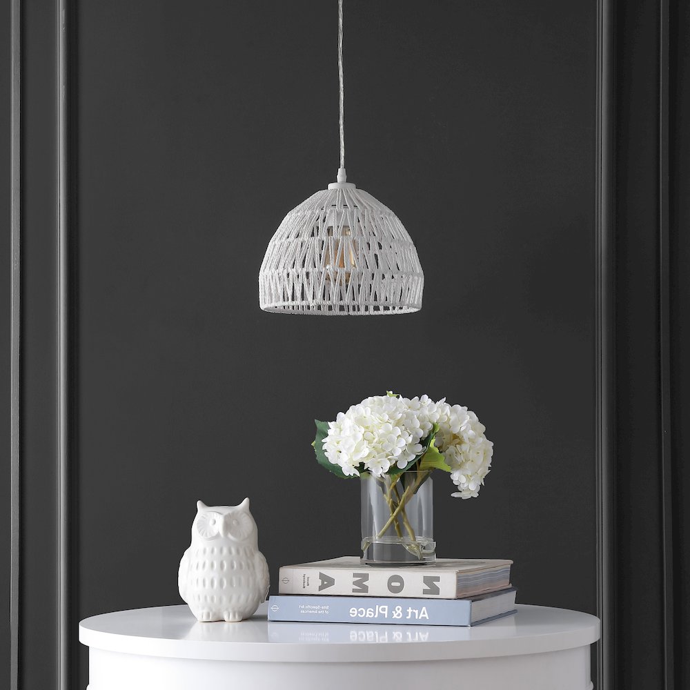 Campana 1-Light Bohemian Modern Woven Rope/Iron Led Pendant. Picture 1