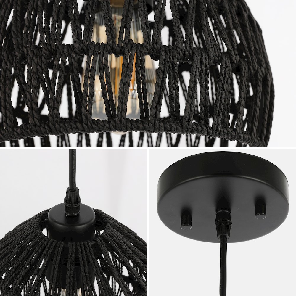 Campana 1-Light Bohemian Modern Woven Rope/Iron Led Pendant. Picture 4
