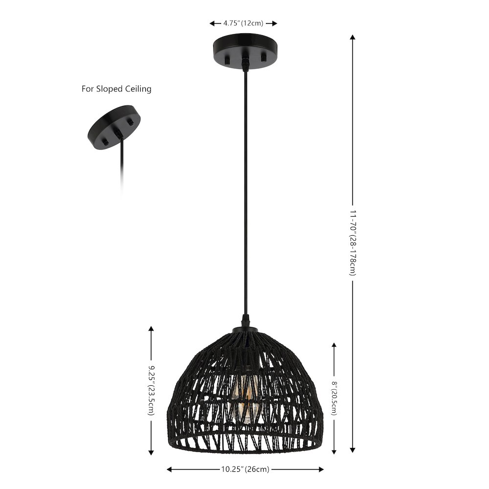 Campana 1-Light Bohemian Modern Woven Rope/Iron Led Pendant. Picture 3