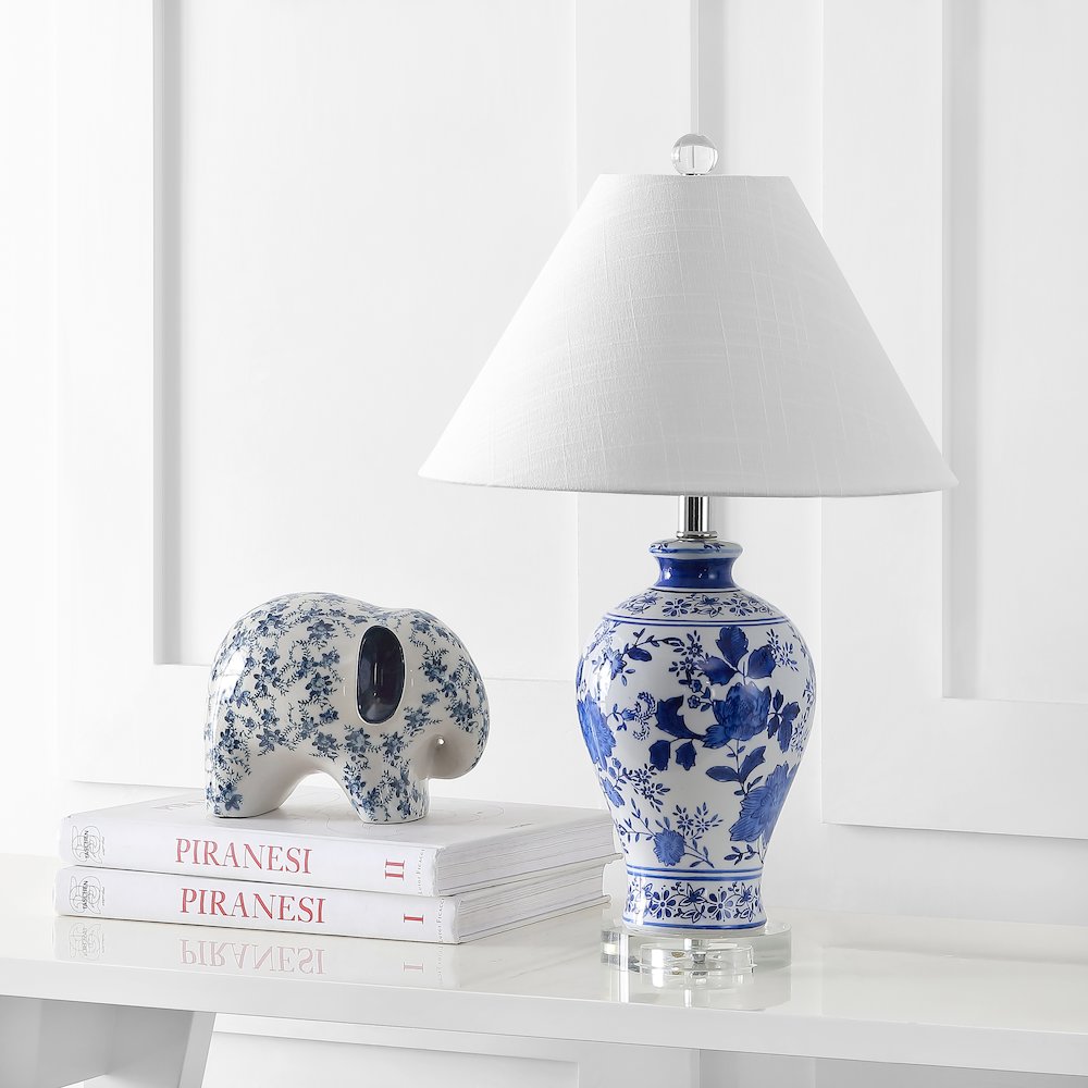 Song Ceramiccrystal Chinoiserie Floral Led Table Lamp. Picture 6