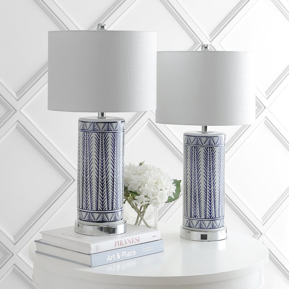 Sulka Ceramiciron Contemporary Usb Charging Led Table Lamp (Set Of 2). Picture 10