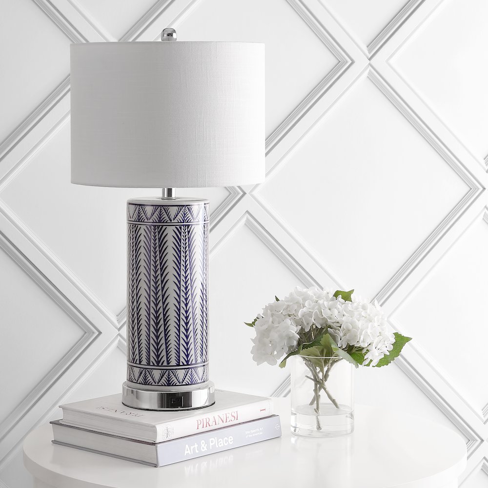 Sulka Ceramiciron Contemporary Usb Charging Led Table Lamp (Set Of 2). Picture 12