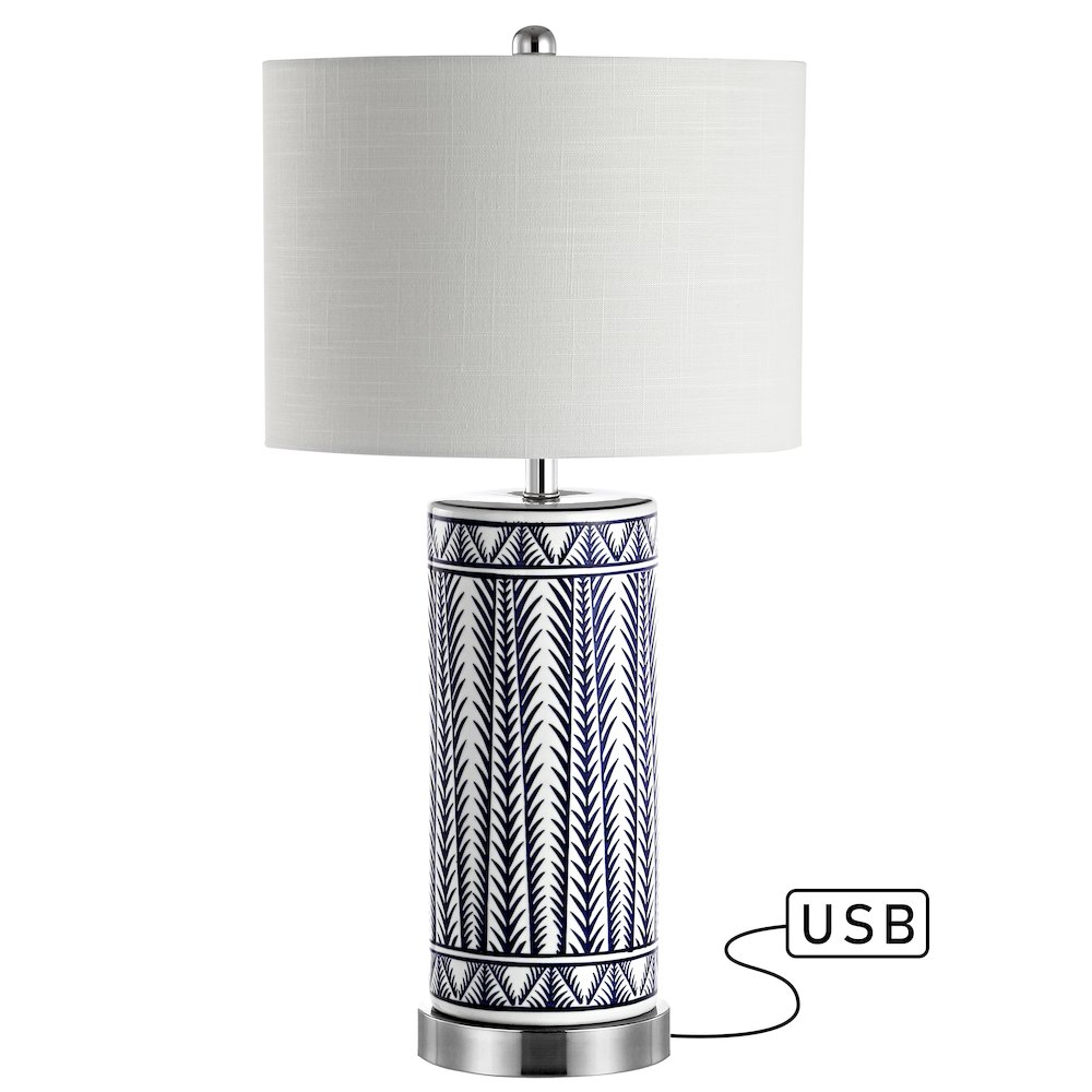 Sulka Ceramiciron Contemporary Usb Charging Led Table Lamp (Set Of 2). Picture 6