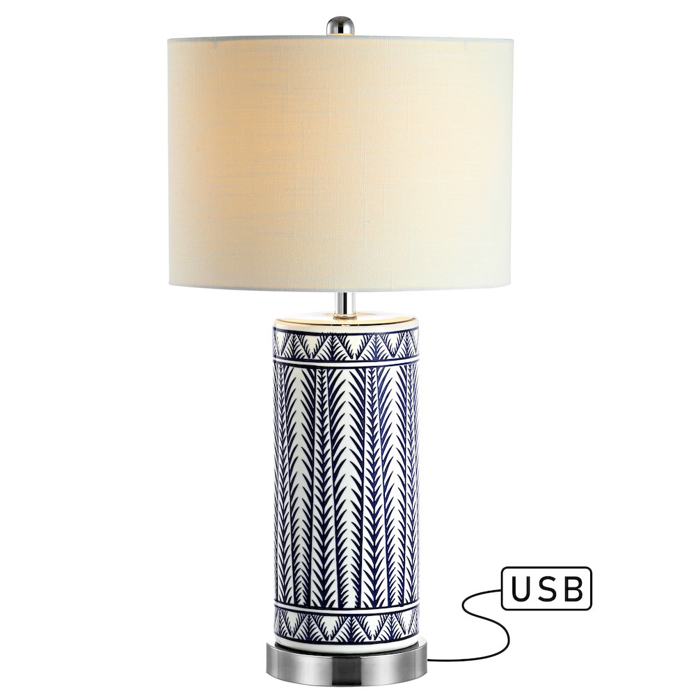 Sulka Ceramiciron Contemporary Usb Charging Led Table Lamp (Set Of 2). Picture 7