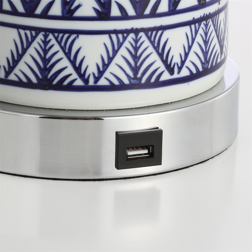 Sulka Ceramiciron Contemporary Usb Charging Led Table Lamp (Set Of 2). Picture 5