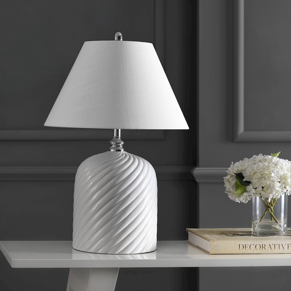 Serge Swirl Ceramic Bohemian Glam Led Table Lamp. Picture 6