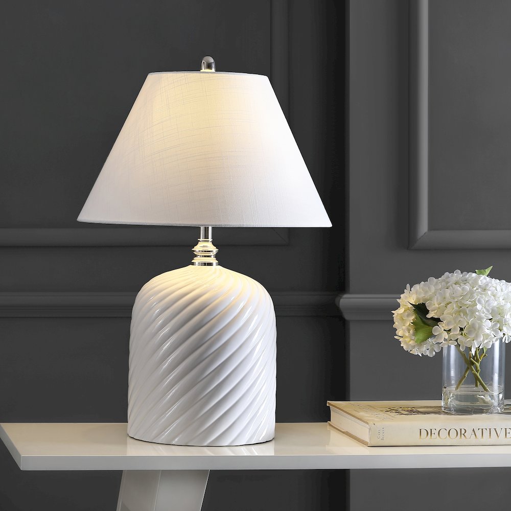 Serge Swirl Ceramic Bohemian Glam Led Table Lamp. Picture 5