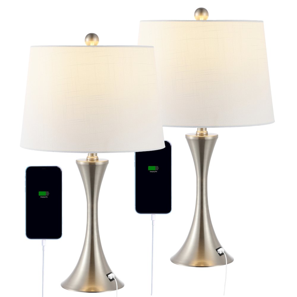 Bennett Modern Glam Iron Hourglass Led Table Lamp With Usb Charging Port. Picture 1
