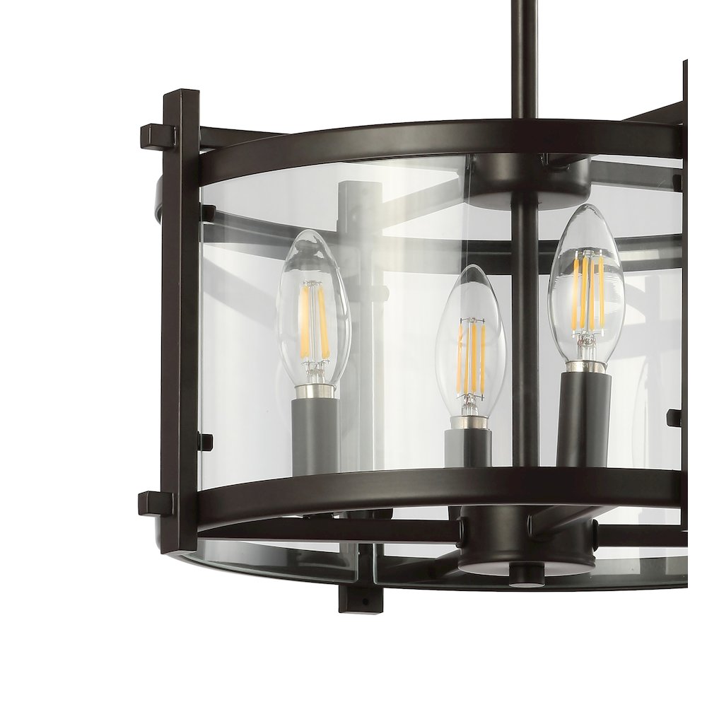 Hampdon Iron/Glass Modern Drum Led Flush Mount. Picture 3