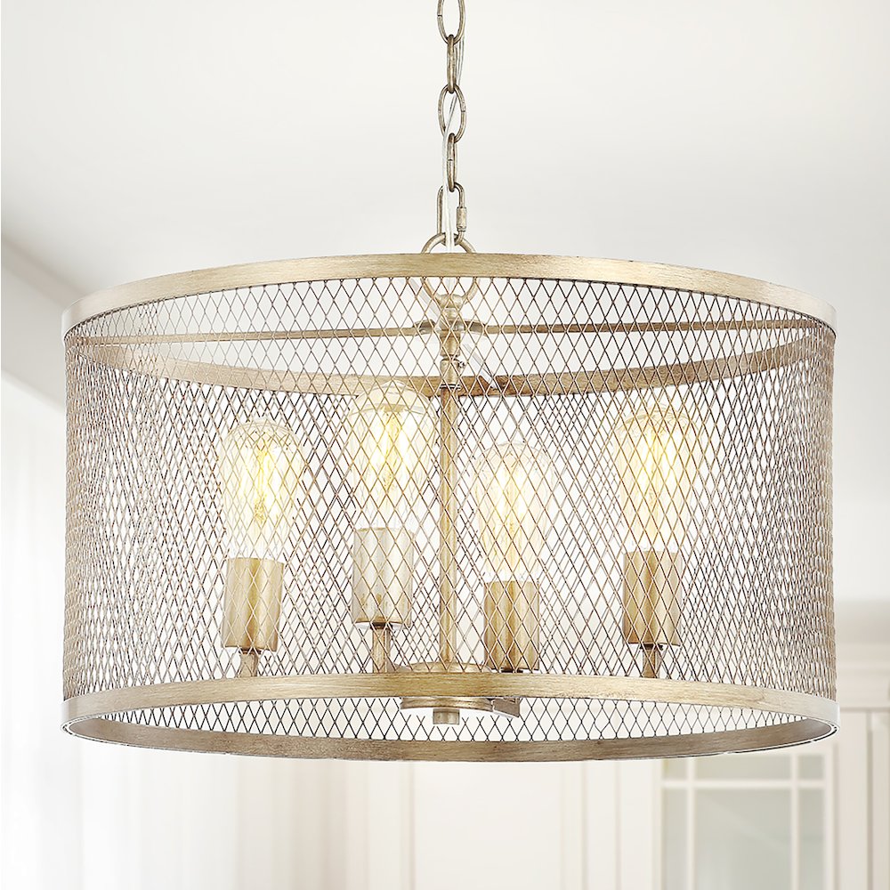 Pen Iron Adjustable Industrial Mesh Led Pendant. Picture 11
