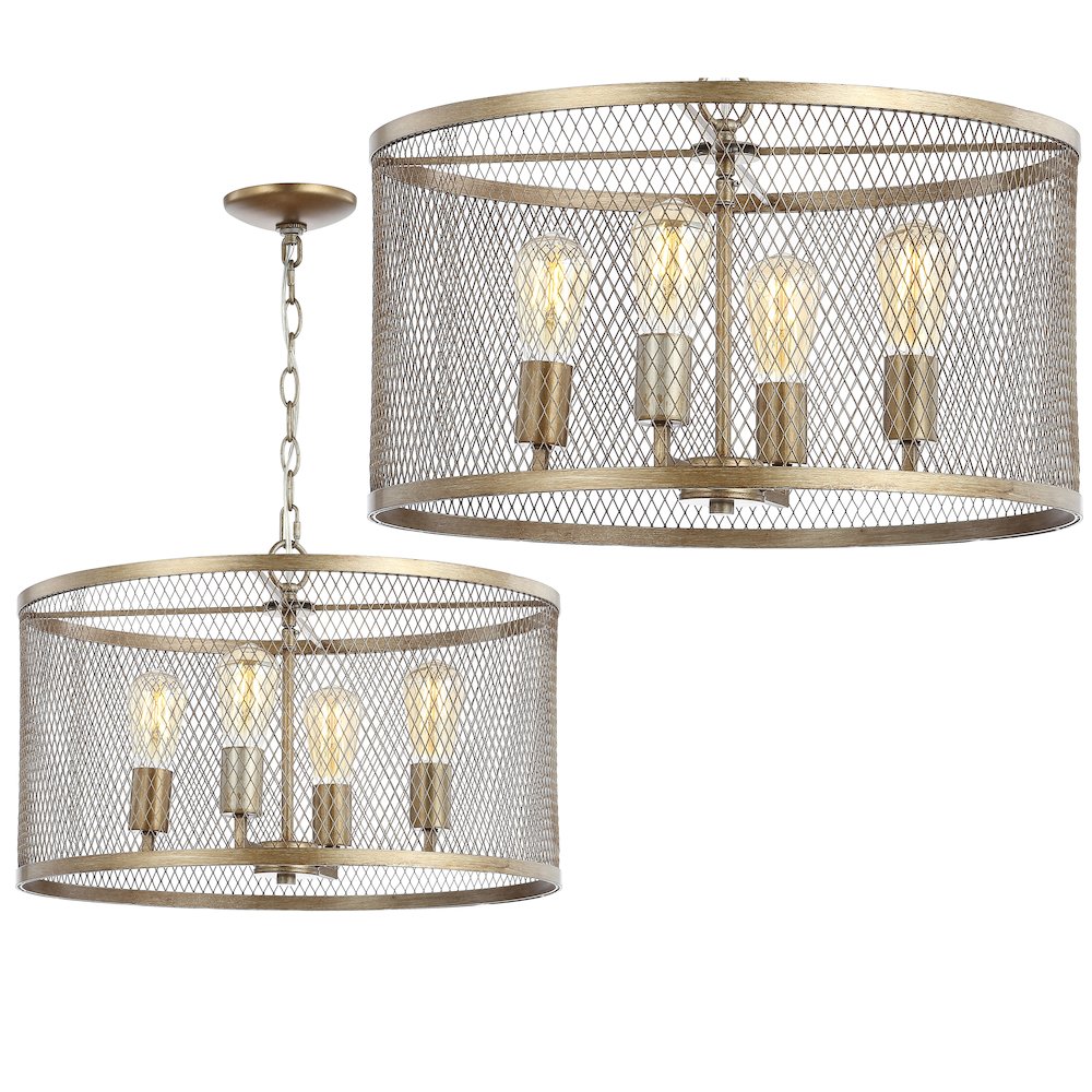 Pen Iron Adjustable Industrial Mesh Led Pendant. Picture 9