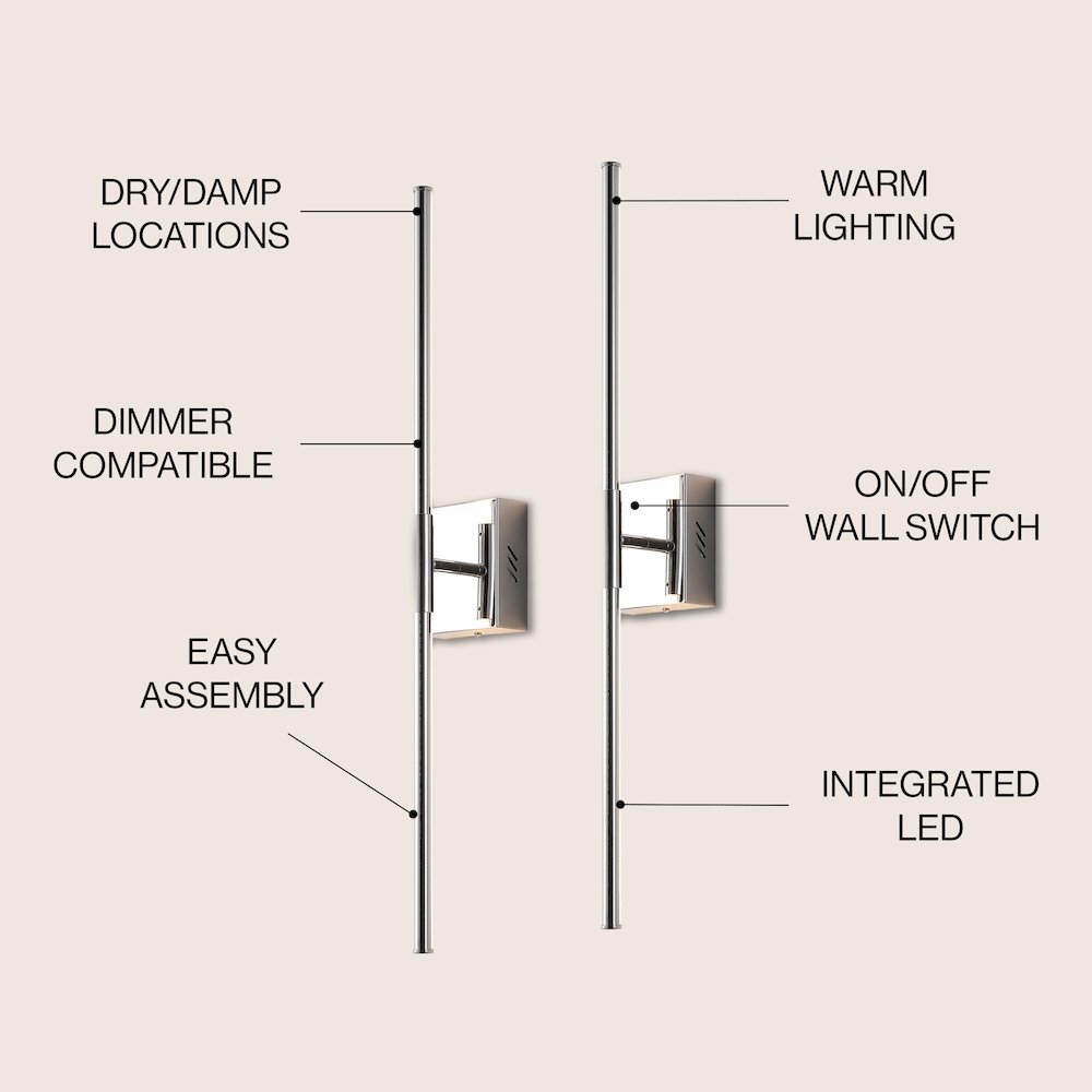 Makena Modern Minimalist Dimmable Integrated LED Metal Wall Sconce. Picture 2