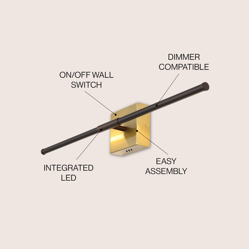 Makena Dimmable Integrated Led Modern Metal Wall Sconce. Picture 6