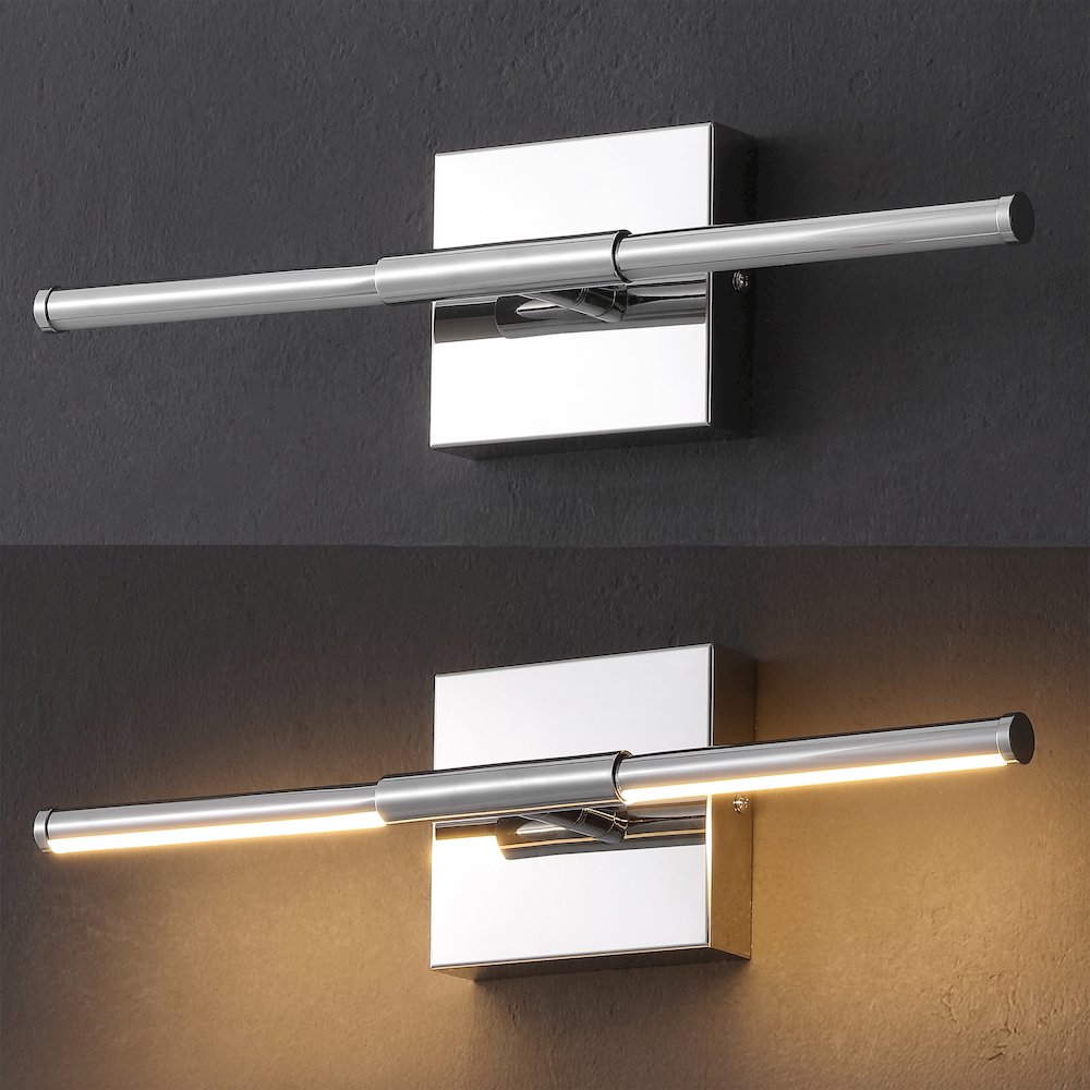 16.25" Modern Minimalist Dimmable Integrated LED Metal Wall Sconce, Chrome. Picture 5