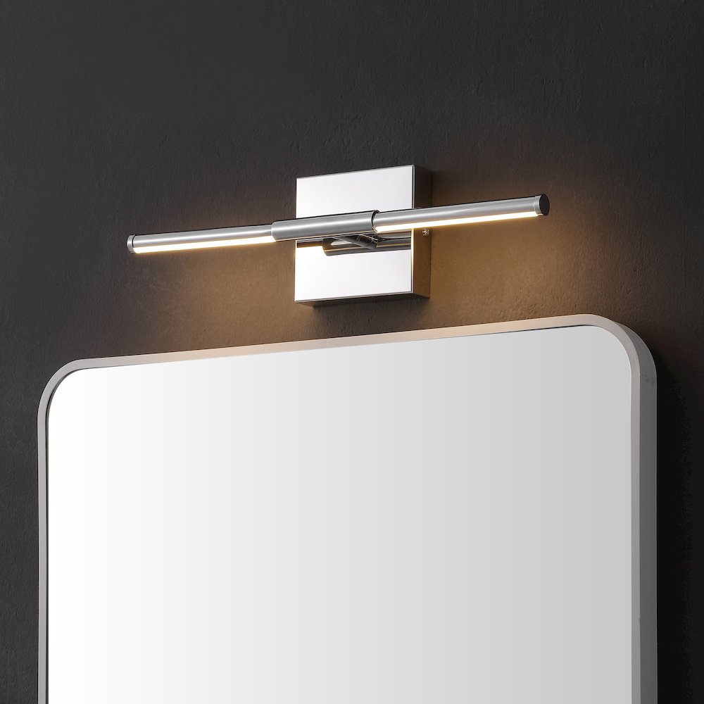 16.25" Modern Minimalist Dimmable Integrated LED Metal Wall Sconce, Chrome. Picture 7