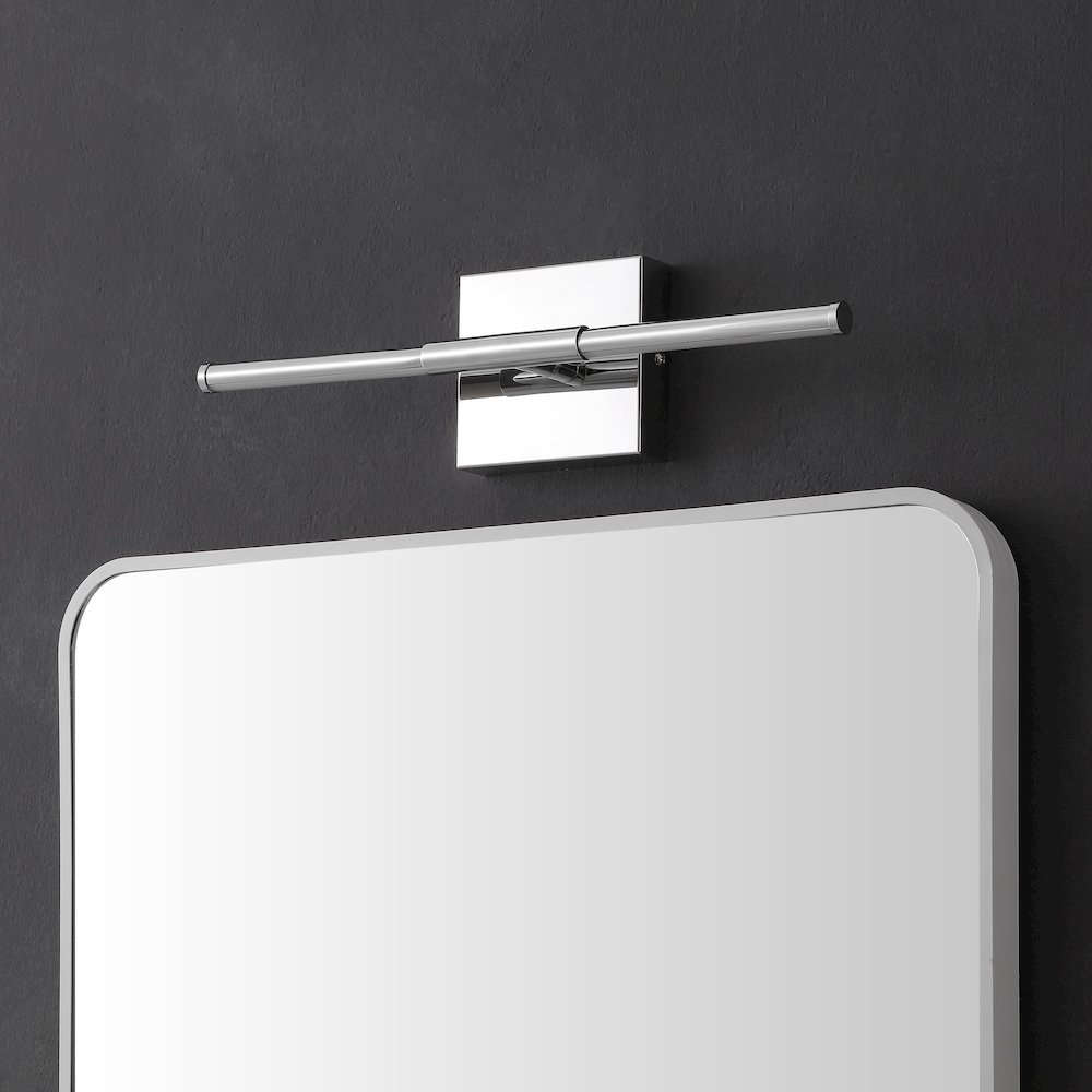 16.25" Modern Minimalist Dimmable Integrated LED Metal Wall Sconce, Chrome. Picture 2