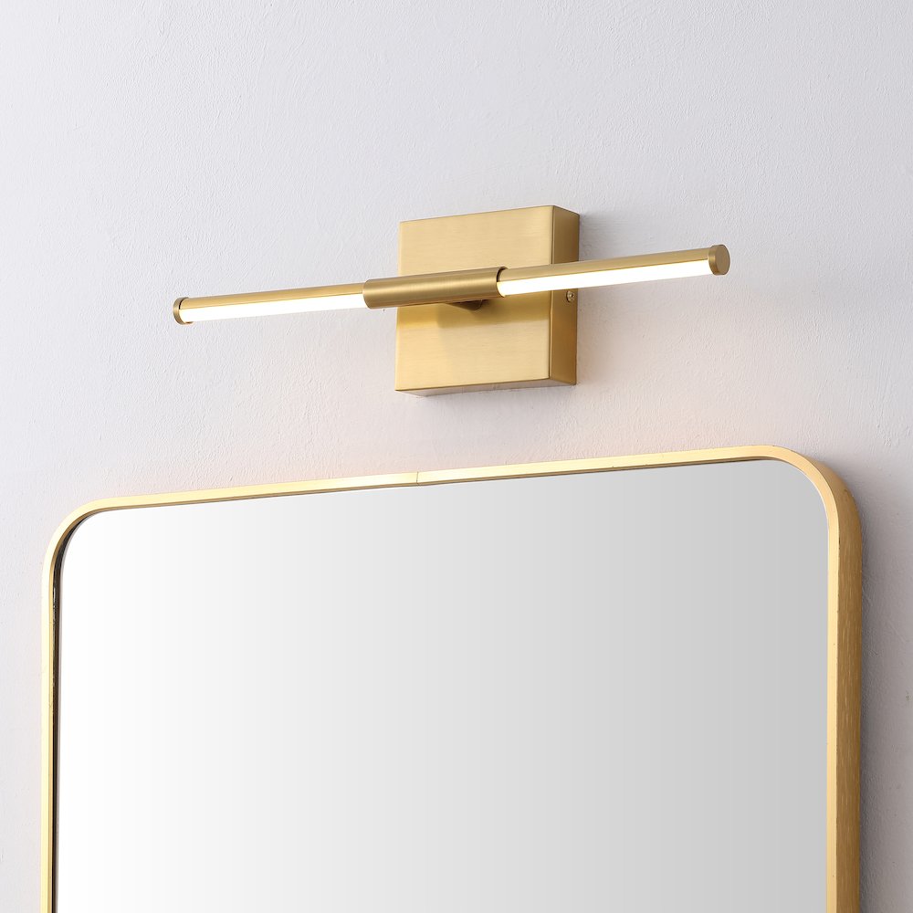 16.25" Modern Minimalist Dimmable Integrated LED Metal Wall Sconce, Brass Gold. Picture 7