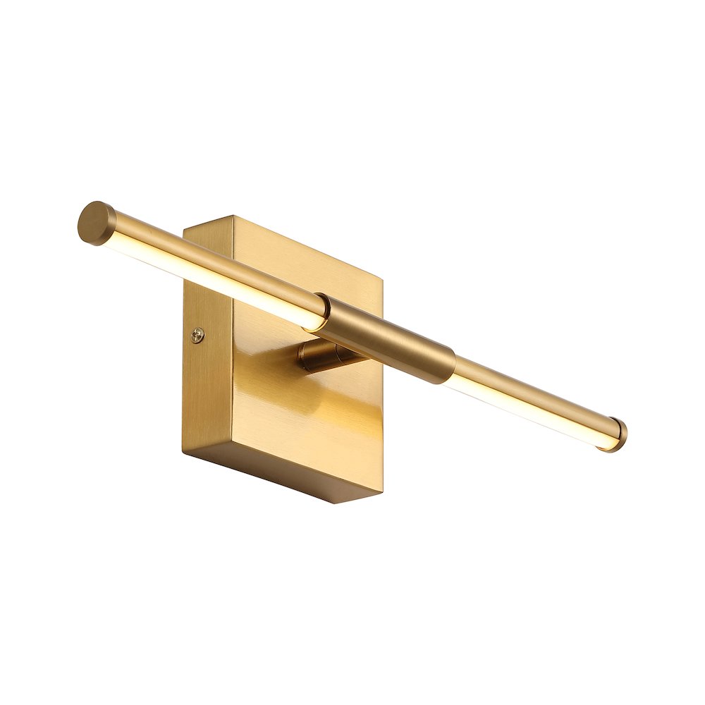 16.25" Modern Minimalist Dimmable Integrated LED Metal Wall Sconce, Brass Gold. Picture 1