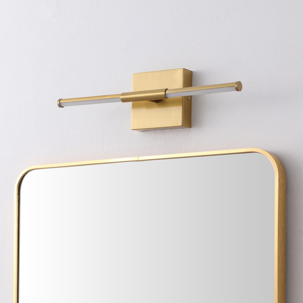 16.25" Modern Minimalist Dimmable Integrated LED Metal Wall Sconce, Brass Gold. Picture 2