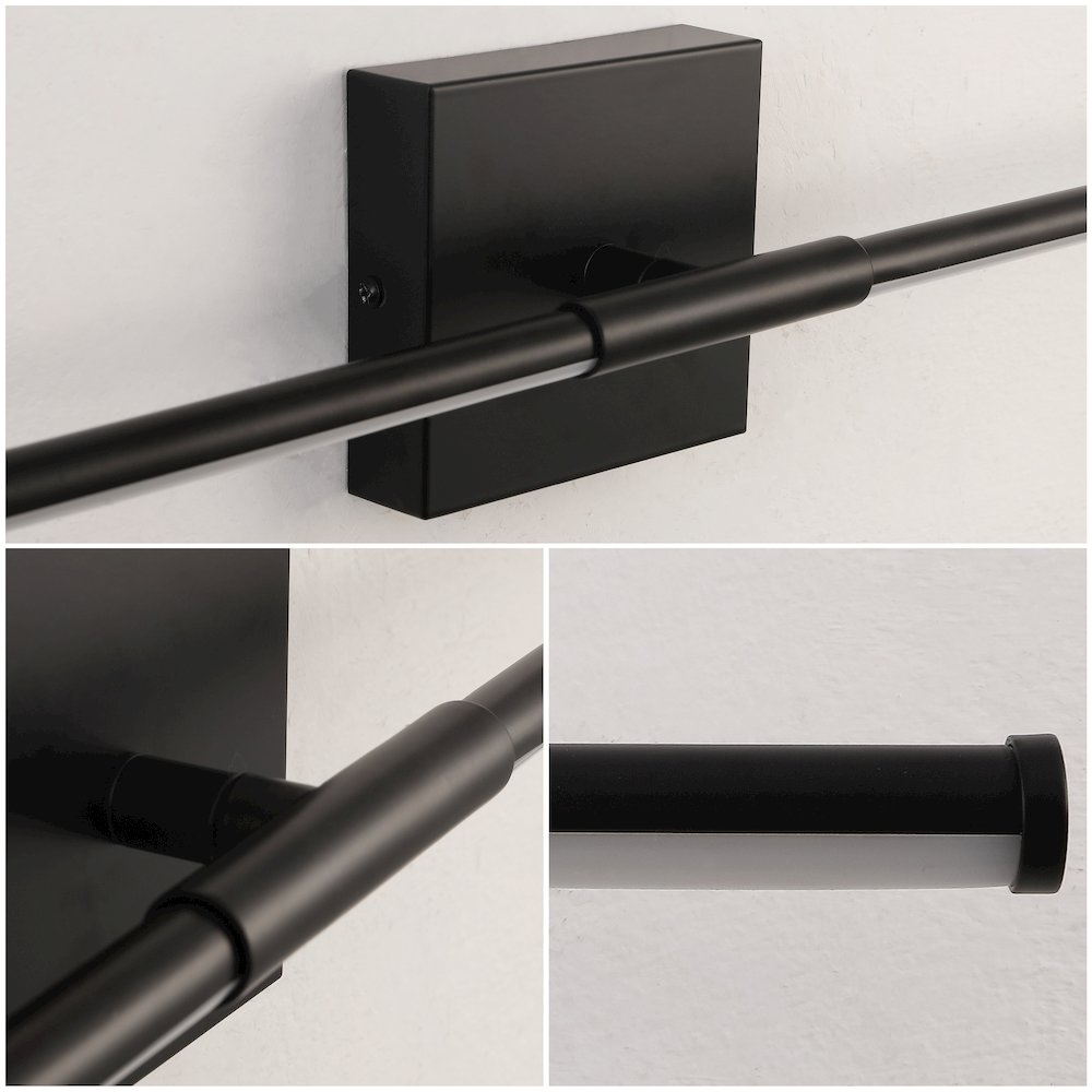 Makena 16.25" Modern Minimalist Dimmable Integrated LED Metal Wall Sconce, Black. Picture 4