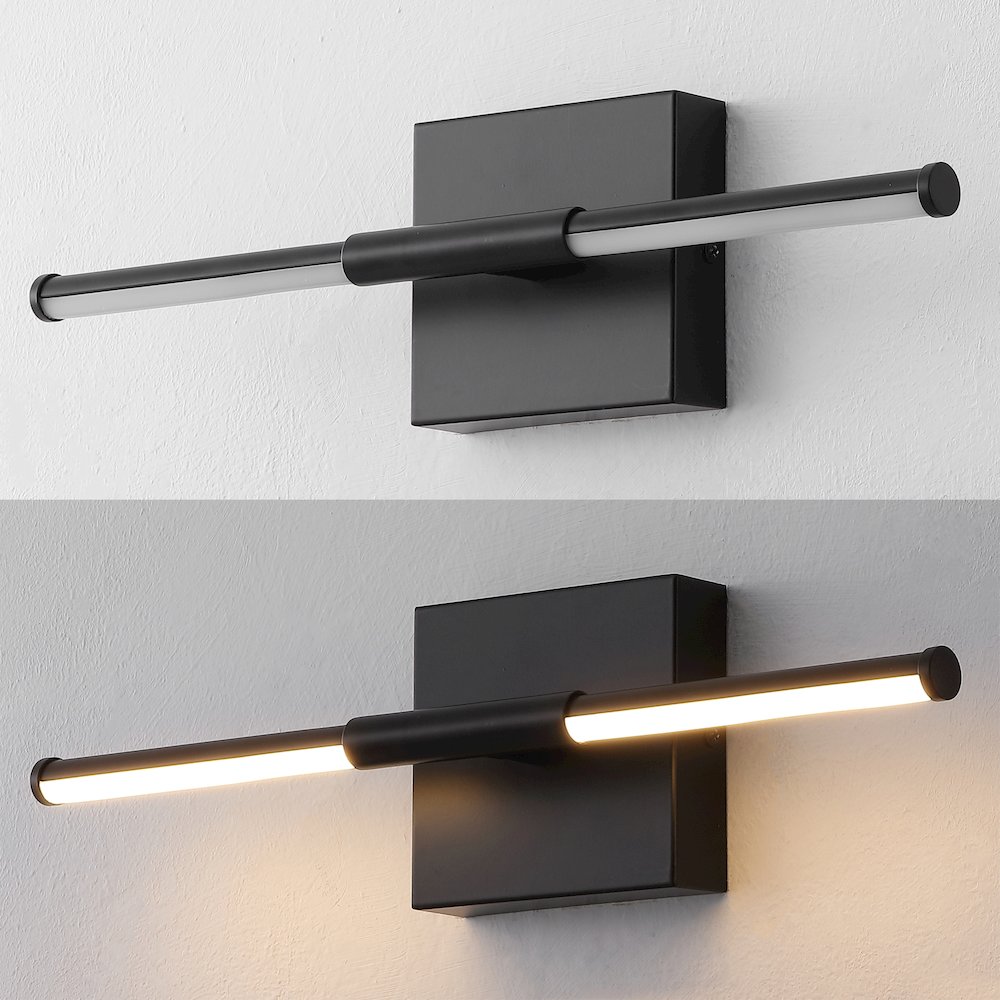 Makena 16.25" Modern Minimalist Dimmable Integrated LED Metal Wall Sconce, Black. Picture 5