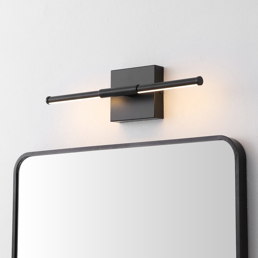 Makena 16.25" Modern Minimalist Dimmable Integrated LED Metal Wall Sconce, Black. Picture 7