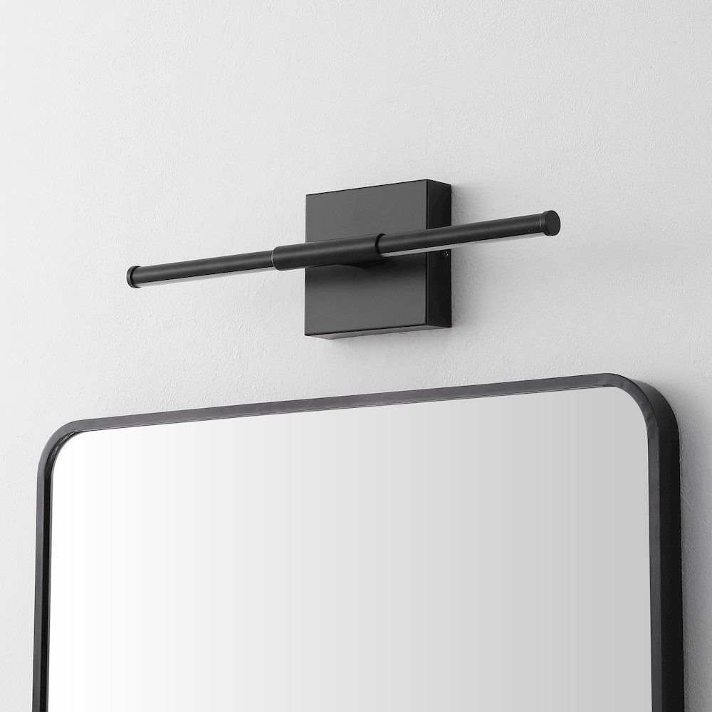 Makena 16.25" Modern Minimalist Dimmable Integrated LED Metal Wall Sconce, Black. Picture 2