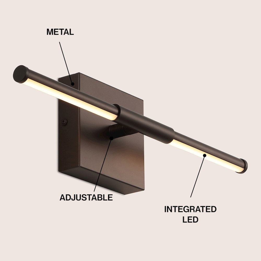 16.25" Minimalist Dimmable Integrated LED Metal Wall Sconce, Oil Rubbed Bronze. Picture 3