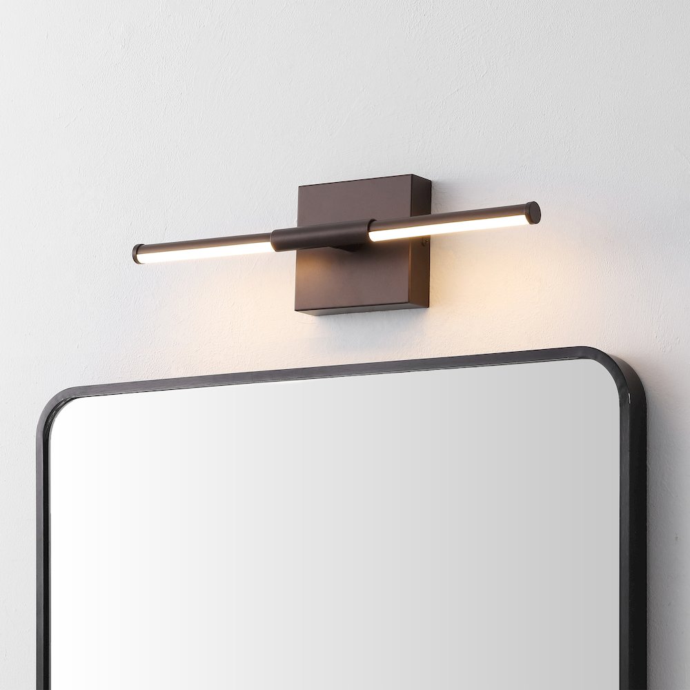 16.25" Minimalist Dimmable Integrated LED Metal Wall Sconce, Oil Rubbed Bronze. Picture 7