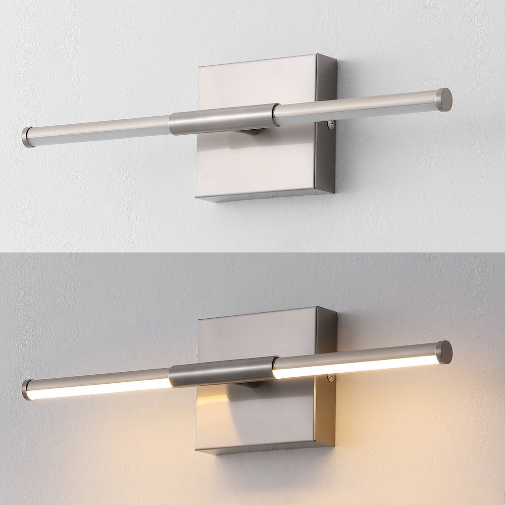 16.25" Modern Minimalist Dimmable Integrated LED Metal Wall Sconce, Nickel. Picture 5