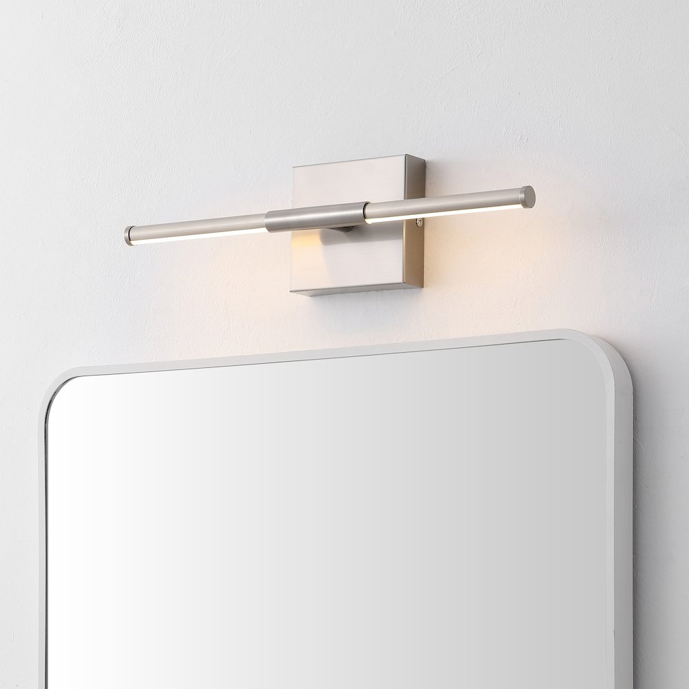 16.25" Modern Minimalist Dimmable Integrated LED Metal Wall Sconce, Nickel. Picture 7