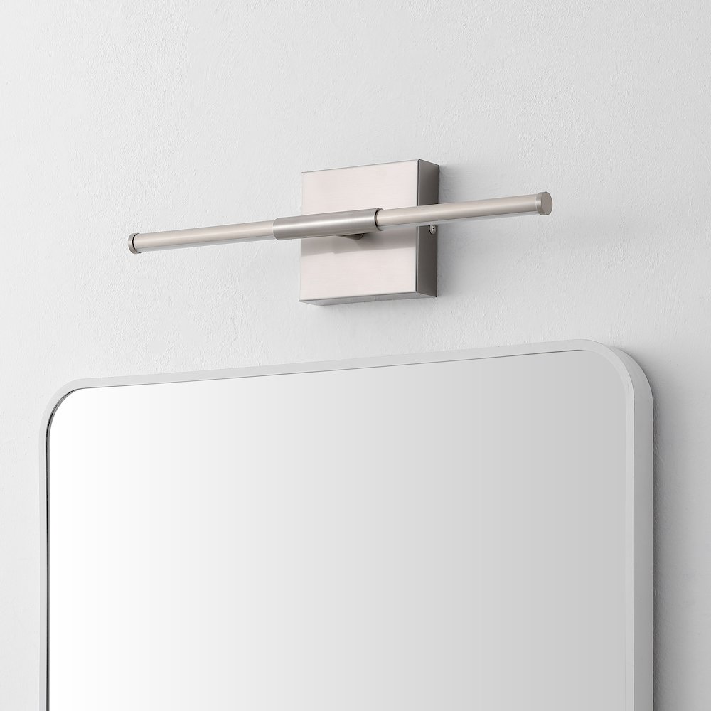 16.25" Modern Minimalist Dimmable Integrated LED Metal Wall Sconce, Nickel. Picture 2