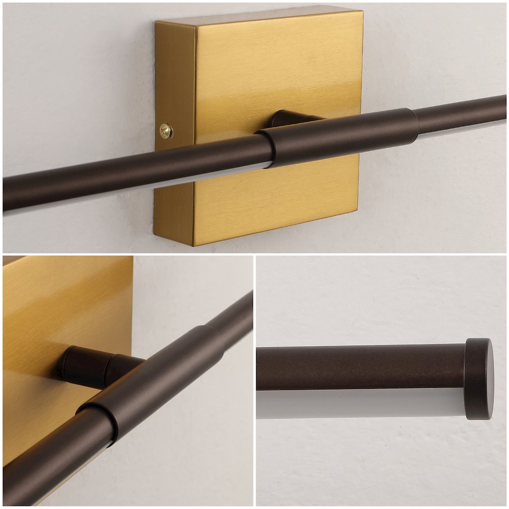 16.25" Dimmable Integrated LED Metal Wall Sconce, Oil Rubbed Bronze/Brass Gold. Picture 4